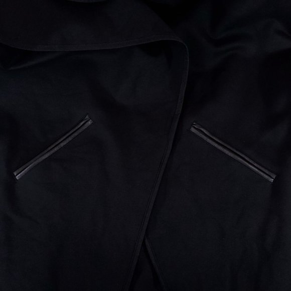 Spanx Womens Large Drape Front Jacket Very Black Convertible Faux Leather 50176R - Picture 5 of 16